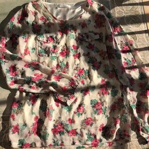 NWOT Lined Blouse with floral design s/m